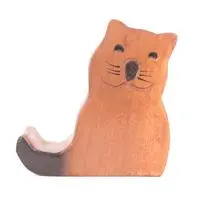 Wood phone holder, 'Feline Assistant' - Whimsical Cat-Themed Hand-Carved Raintree Wood Phone Holder