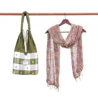 Curated gift set, 'Harmony Garden' - Curated Gift Set with Cotton Scarf and Aluminum-Accented Bag