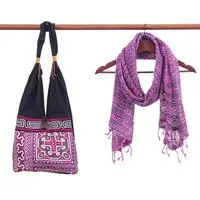 Curated gift set, 'Lavender Dream' - Curated Gift Set with Purple Cotton Scarf and Hill Tribe Bag