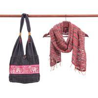 Curated gift set, 'Rosewood Heritage' - Hand-Loomed Scarf and Elephant-Themed Bag Curated Gift Set
