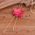 Gold-plated natural orchid flower lariat necklace, 'Luxurious Pink' - Spring-Inspired 22k Gold-Plated Pink Orchid Lariat Necklace (image 2c) thumbail
