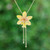 Gold-plated natural orchid flower lariat necklace, 'Luxurious Yellow' - Handmade Yellow Orchid Lariat Necklace with Golden Chain (image 2) thumbail