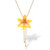 Gold-plated natural orchid flower lariat necklace, 'Luxurious Yellow' - Handmade Yellow Orchid Lariat Necklace with Golden Chain thumbail