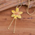 Gold-plated natural orchid flower lariat necklace, 'Luxurious Yellow' - Handmade Yellow Orchid Lariat Necklace with Golden Chain (image 2c) thumbail