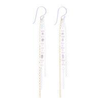 Gold-accented cultured pearl waterfall earrings, 'Chic Glow' - 24k Gold-Accented Silver Cultured Pearl Waterfall Earrings