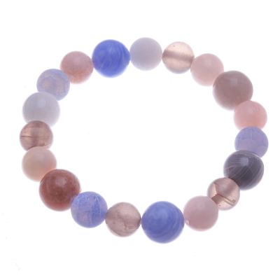 Multi-gemstone beaded stretch bracelet, 'Celestial Harmony' - Handcrafted Quartz Moonstone Agate Beaded Stretch Bracelet