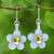 Handblown glass dangle earrings, 'Blue Blooming Grace' - Blue and Yellow Handblown Glass Floral Dangle Earrings (image 2) thumbail