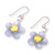 Handblown glass dangle earrings, 'Blue Blooming Grace' - Blue and Yellow Handblown Glass Floral Dangle Earrings (image 2d) thumbail