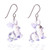 Handblown glass dangle earrings, 'Purple Bunny Bliss' - Rabbit-Themed Handblown Glass Dangle Earrings in Purple Hue thumbail