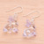 Handblown glass dangle earrings, 'Purple Bunny Bliss' - Rabbit-Themed Handblown Glass Dangle Earrings in Purple Hue (image 2c) thumbail