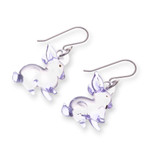 Handblown glass dangle earrings, 'Purple Bunny Bliss' - Rabbit-Themed Handblown Glass Dangle Earrings in Purple Hue