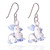 Handblown glass dangle earrings, 'Blue Bunny Bliss' - Handblown Glass Dangle Earrings with Rabbit Motif in Blue thumbail