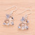Handblown glass dangle earrings, 'Blue Bunny Bliss' - Handblown Glass Dangle Earrings with Rabbit Motif in Blue (image 2c) thumbail