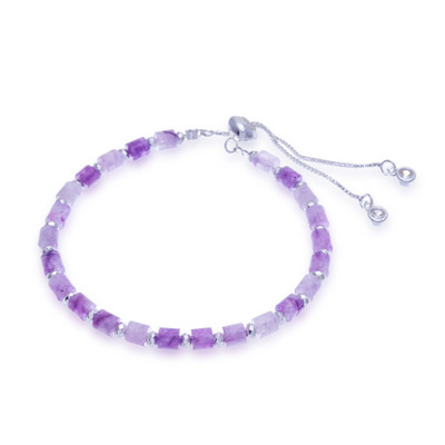 Quartz beaded bracelet, 'Enchanted Cubes' - Adjustable Quartz Beaded Bracelet in Lavender Purple Hues