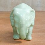 Celadon ceramic figurine, 'Elephant Power & Tranquility' - Handcrafted Celadon Ceramic Sculpture