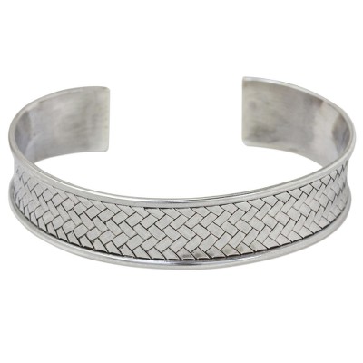 Silver cuff bracelet, 'Ultimate Achievement' - Hand Made 950 Silver Cuff Bracelet