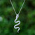 Sterling silver pendant necklace, 'Serpentine Spark' - 925 Sterling Silver Necklace with Cubic Zirconia Eyed Snake (image 2) thumbail