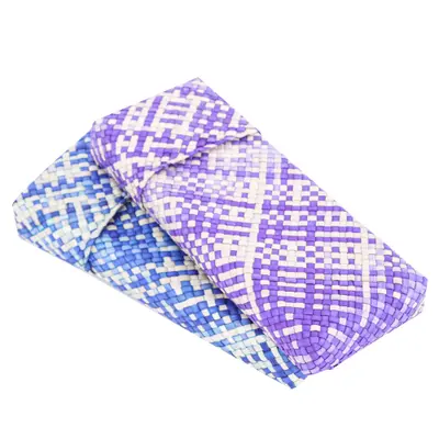Natural fiber eyeglass cases, 'Ocean Vision' (set of 2) - Blue & Purple Handwoven 2-Piece Screwpine Eyeglass Case Set