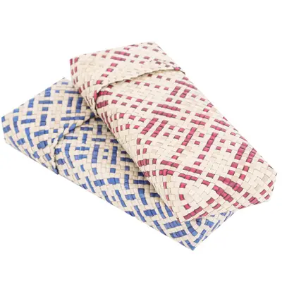 Natural fiber eyeglass cases, 'Sweet Vision' (set of 2) - Woven 2-Piece Screwpine Eyeglass Case Set in Blue & Fuchsia