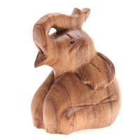 Wood figurine, 'Endless Charm' - Whimsical Elephant Figurine Hand-Carved from Raintree Wood