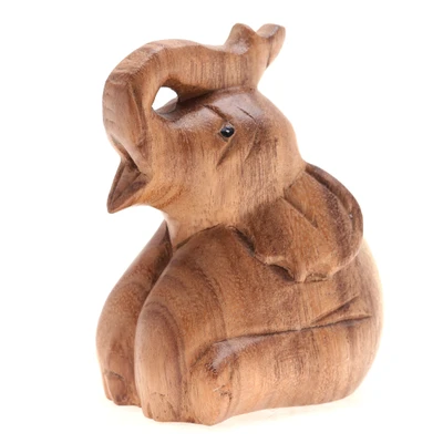 Wood figurine, 'Endless Charm' - Whimsical Elephant Figurine Hand-Carved from Raintree Wood