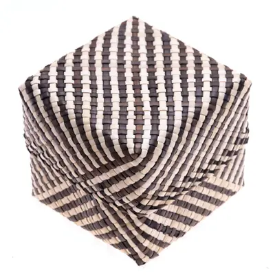 Natural fiber basket, 'Versatile Cube' - Handwoven Natural Fiber Lidded Basket Trinket Storage Box