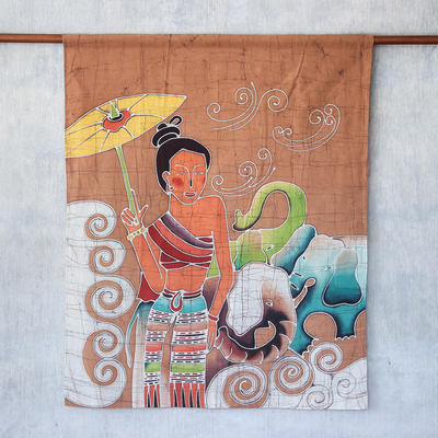 Cotton batik wall hanging, 'Grace and Power' - Batik Cotton Wall Hanging