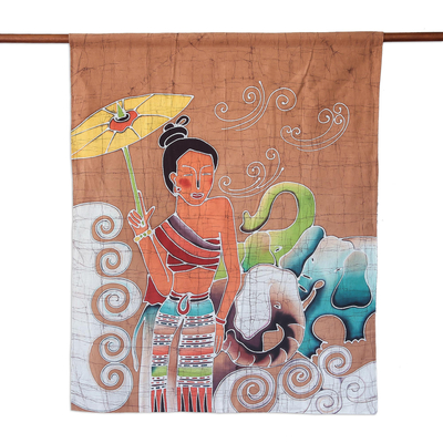 Cotton batik wall hanging, 'Grace and Power' - Batik Cotton Wall Hanging