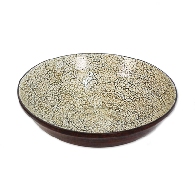 Eggshell mosaic centerpiece, 'Nebula' - Hand Crafted Bamboo Centerpiece