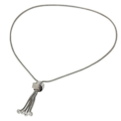Sterling silver pendant necklace, 'Sterling Marriage' - Sterling Silver Lariat Braided Necklace