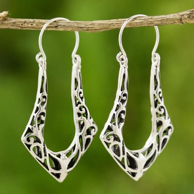 Sterling silver hoop earrings, 'Horseshoes' - Women's Sterling Silver Hoop Earrings