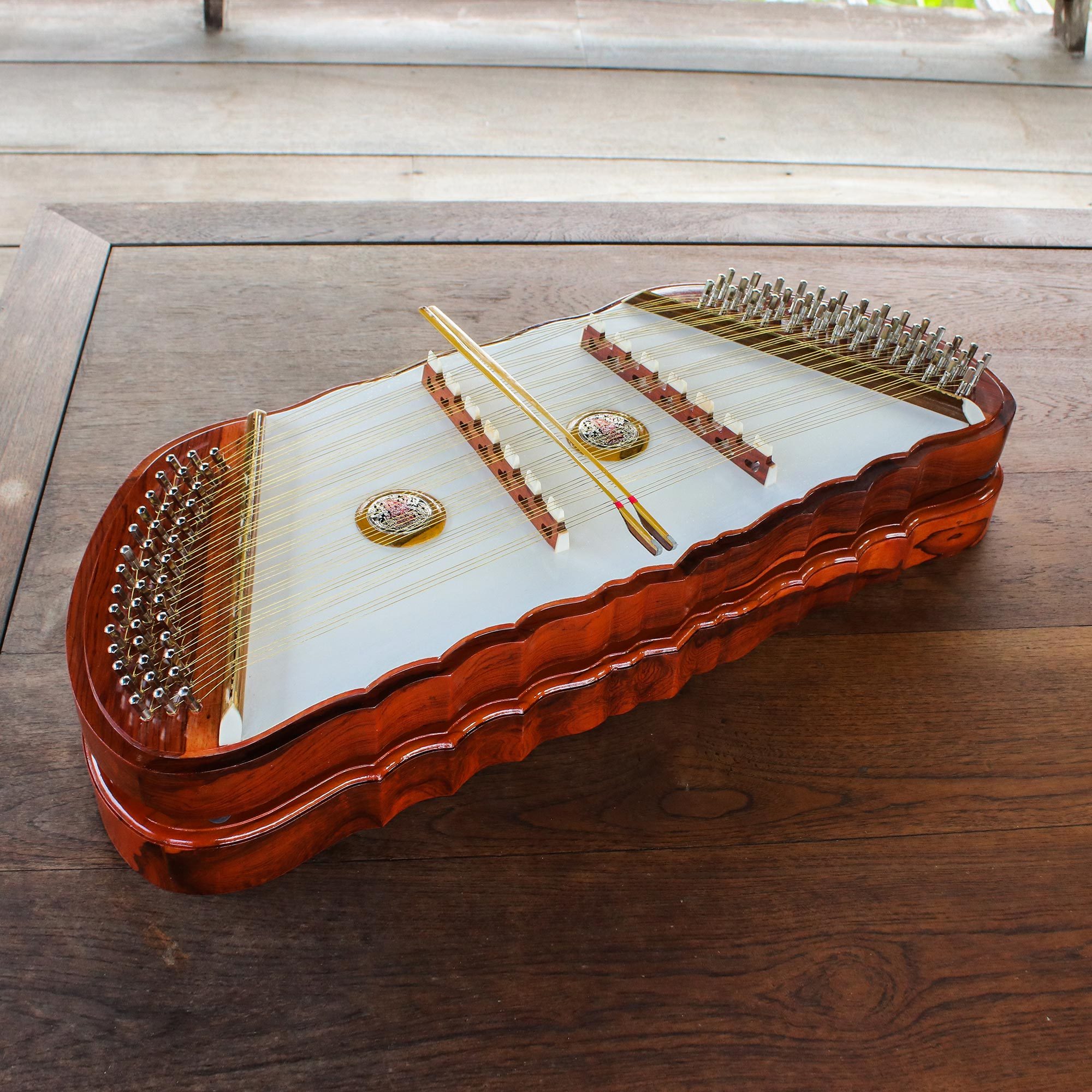 Wood and Brass Khim Dulcimer from Thailand Purity NOVICA