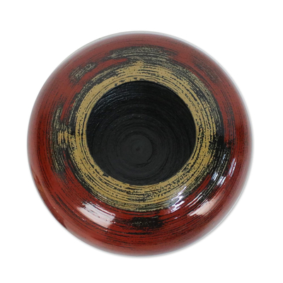 Lacquered bamboo pot, 'Mercury' - Lacquered bamboo pot