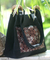 Cotton shoulder bag, 'Tribe's Identity' - Handmade Black Cotton Shoulder from Thailand