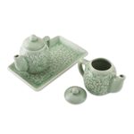 Celadon ceramic cruet set, 'Inseparable' - Thai Celadon Ceramic Cruet Set (Pair)