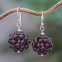 Garnet cluster earrings, 'Berries' - Garnet Cluster Earrings from Thailand