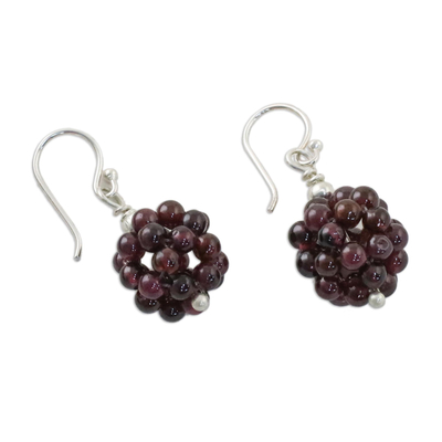 Garnet cluster earrings, 'Berries' - Garnet Cluster Earrings from Thailand