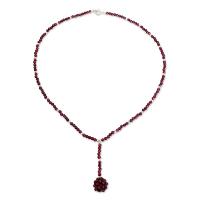 Garnet pendant necklace, 'Serenade Swing' - Garnet pendant necklace