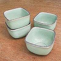 Celadon ceramic bowls, 'Equanimity' (set of 4) - Celadon Ceramic Bowls (Set of 4)