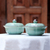 Celadon ceramic bowls with lids, 'Lotus Leaves' (pair) - Celadon ceramic bowls with lids (Pair) (image 2) thumbail