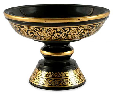 Lacquered wood offering centerpiece, 'Spiritual Treasures' - Fair Trade Lacquered Wood Centerpiece