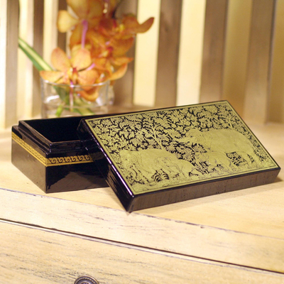 Caja de madera lacada - Caja decorativa de madera de mangr lacada