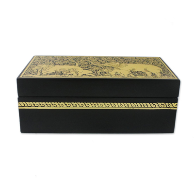 Caja de madera lacada - Caja decorativa de madera de mangr lacada
