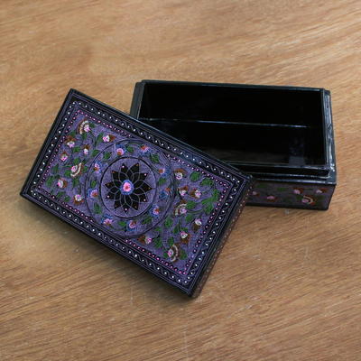 Lacquered box, 'Floral Fantasy' - Hand Crafted Wood Decorative Box