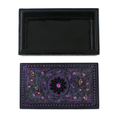 Lacquered box, 'Floral Fantasy' - Hand Crafted Wood Decorative Box