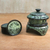 Lacquered coasters, 'Jade Jungle' (set for 6) - Lacquered Mango Wood Coasters (Set for 6) (image 2) thumbail