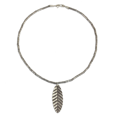 Silver pendant necklace, 'Leaf of Peace' - Silver Pendant Necklace