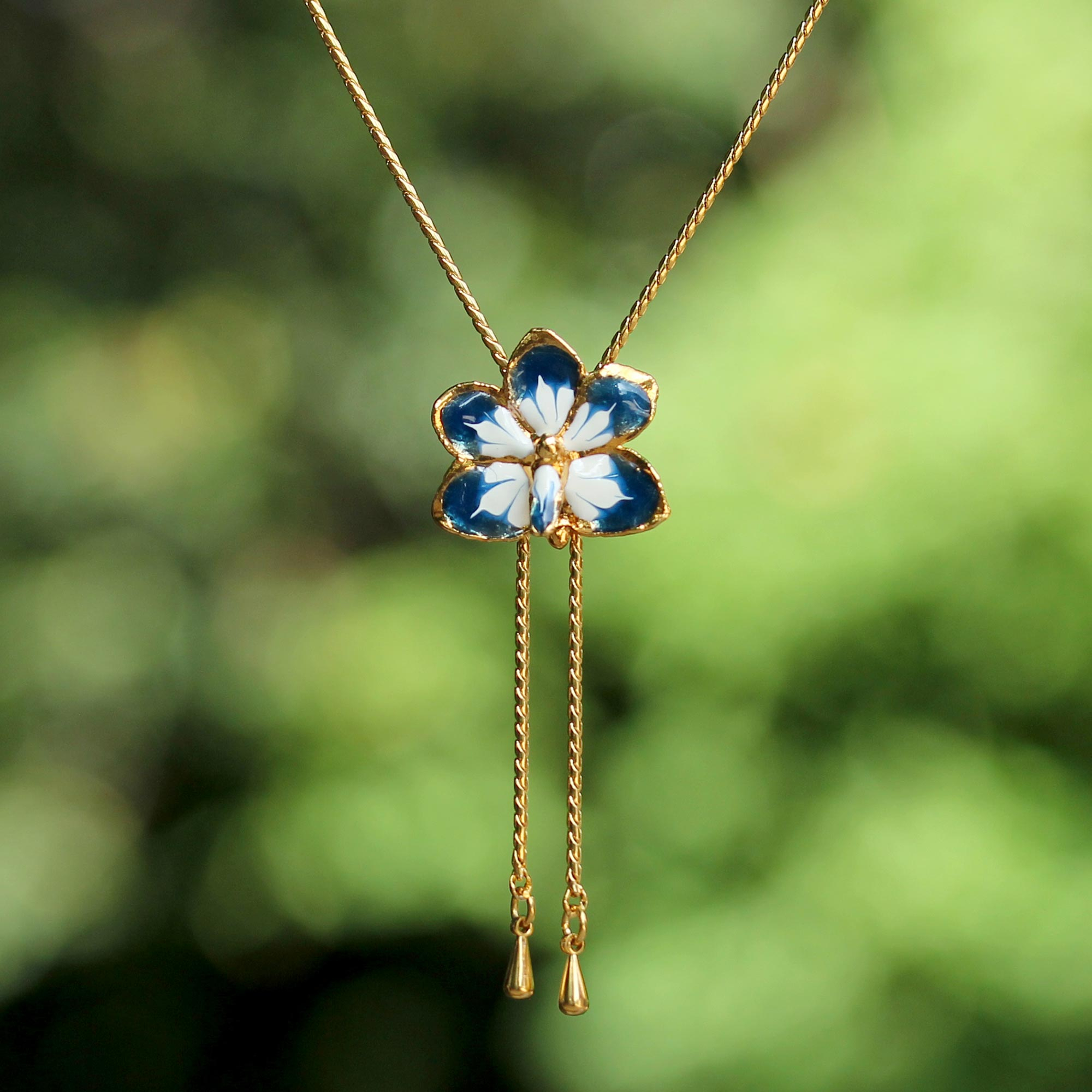 Hand painted floral necklace