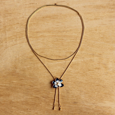 Halskette mit natürlichen Orchideenblüten - Handgefertigte Blumenkette