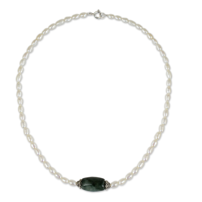 Artisan Crafted Pearl and Jade Necklace